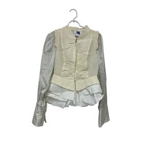 Zara ICONS Womens Romantic Shirt M White Striped Layered Blouse 8552/716 NWD